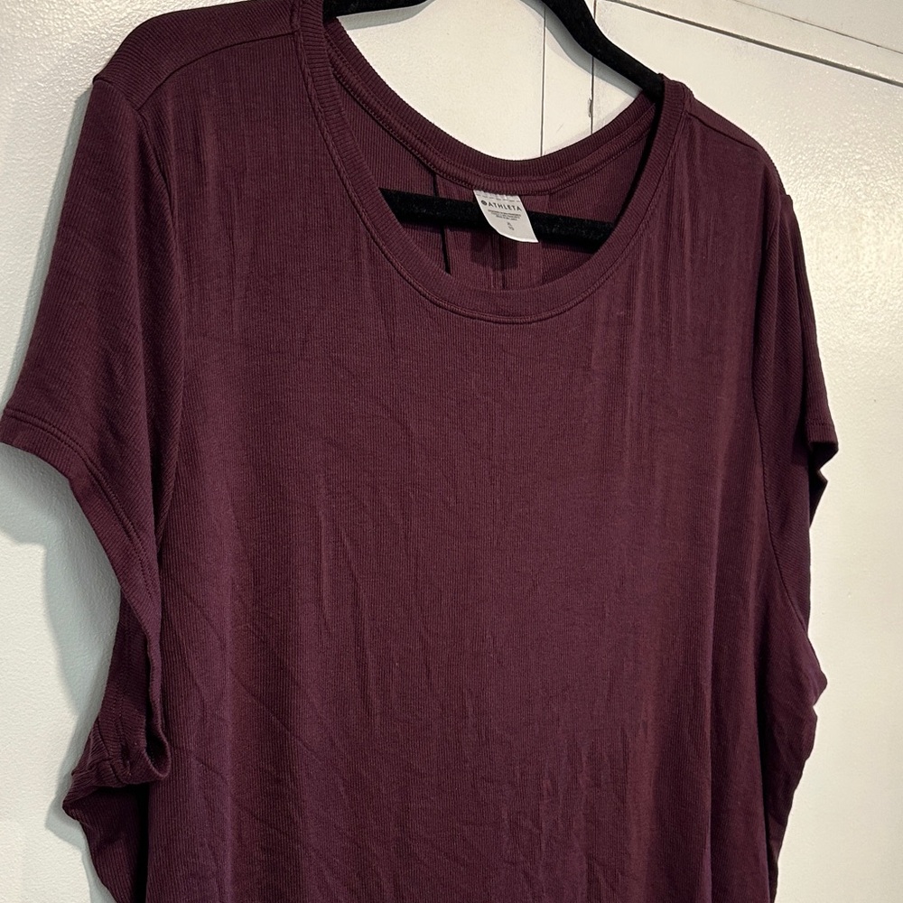 Athleta With Ease Ribbed Burgundy Top, XL